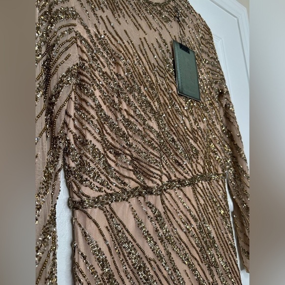 MAC DUGGAL embellished long sleeve column gown in mocha 12 NWT - Picture 10 of 11